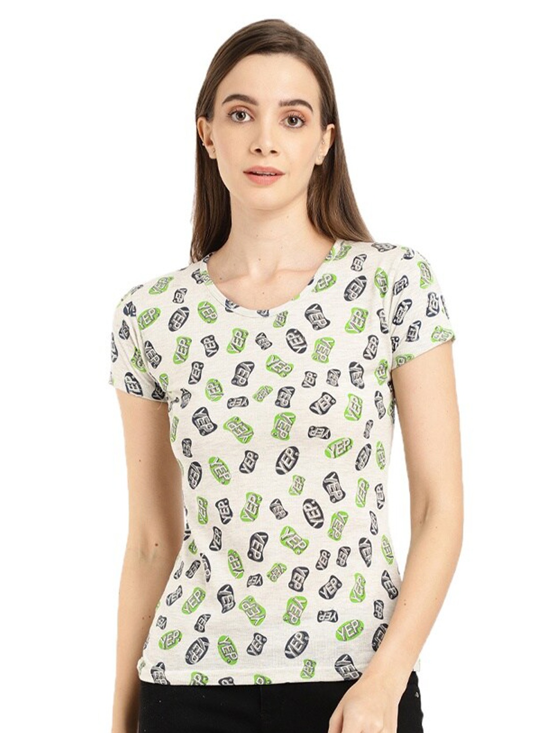 

V-Mart Typography Printed Cotton Casual T-shirt, Beige