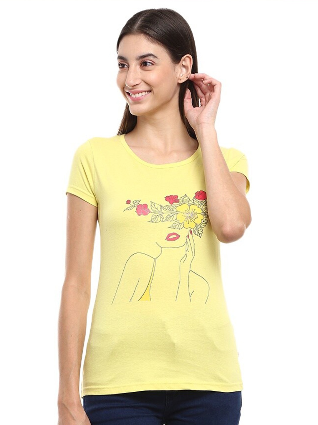 

V-Mart Graphic Printed Cotton T-shirt, Yellow