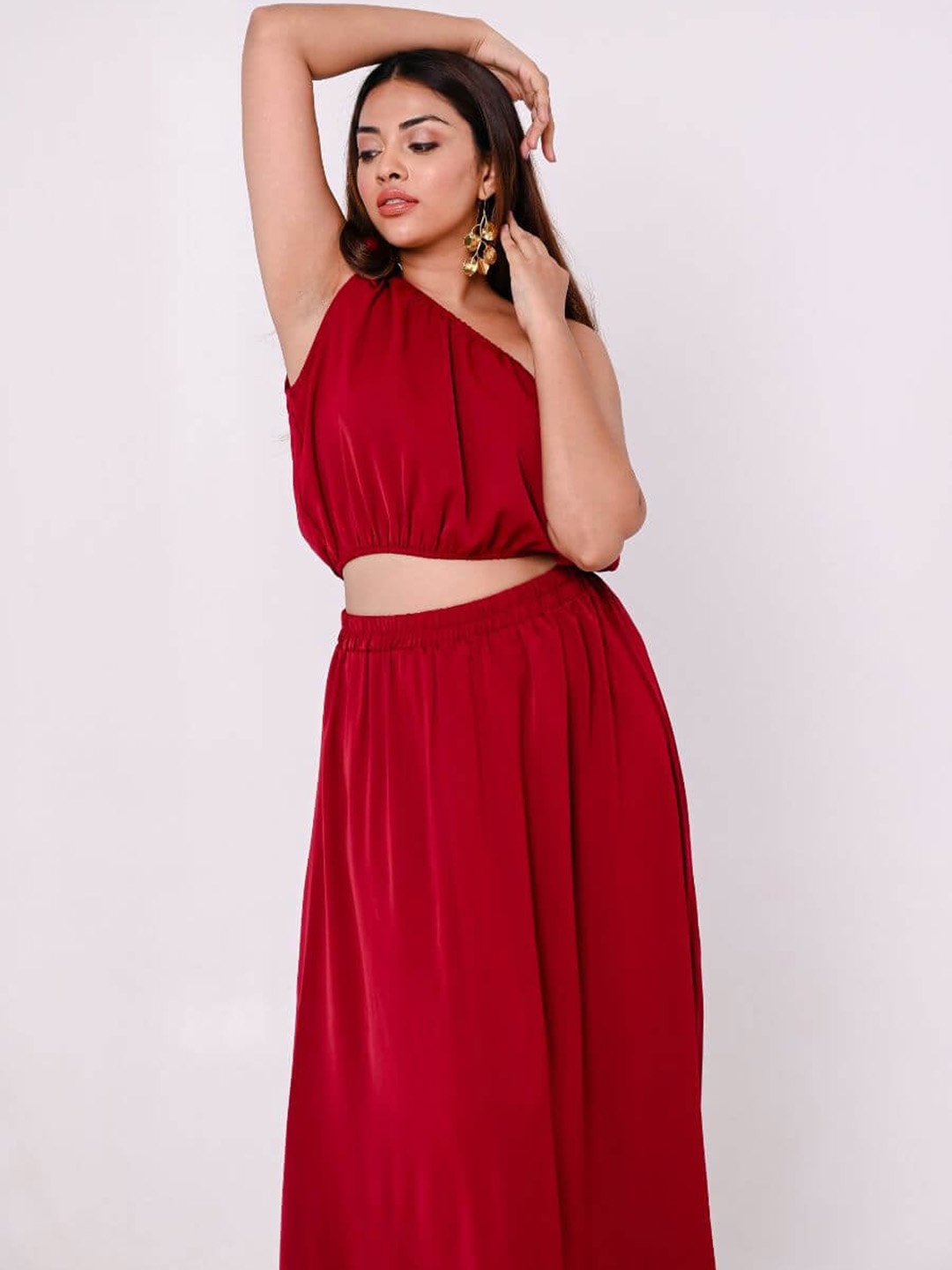 

FancyPants One Shoulder Top With Flared Skirt, Red