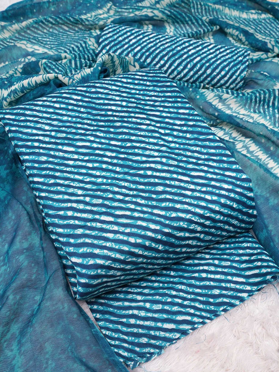 

KALINI Leheriya Printed Art Silk Unstitched Dress Material, Blue