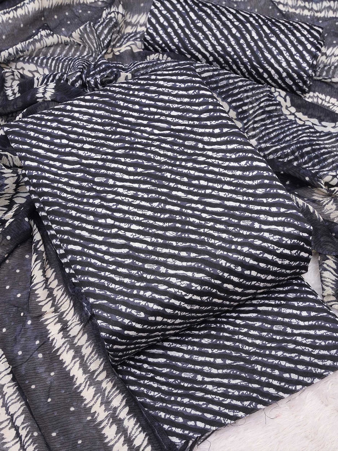 

KALINI Leheriya Printed Art Silk Unstitched Dress Material, Grey