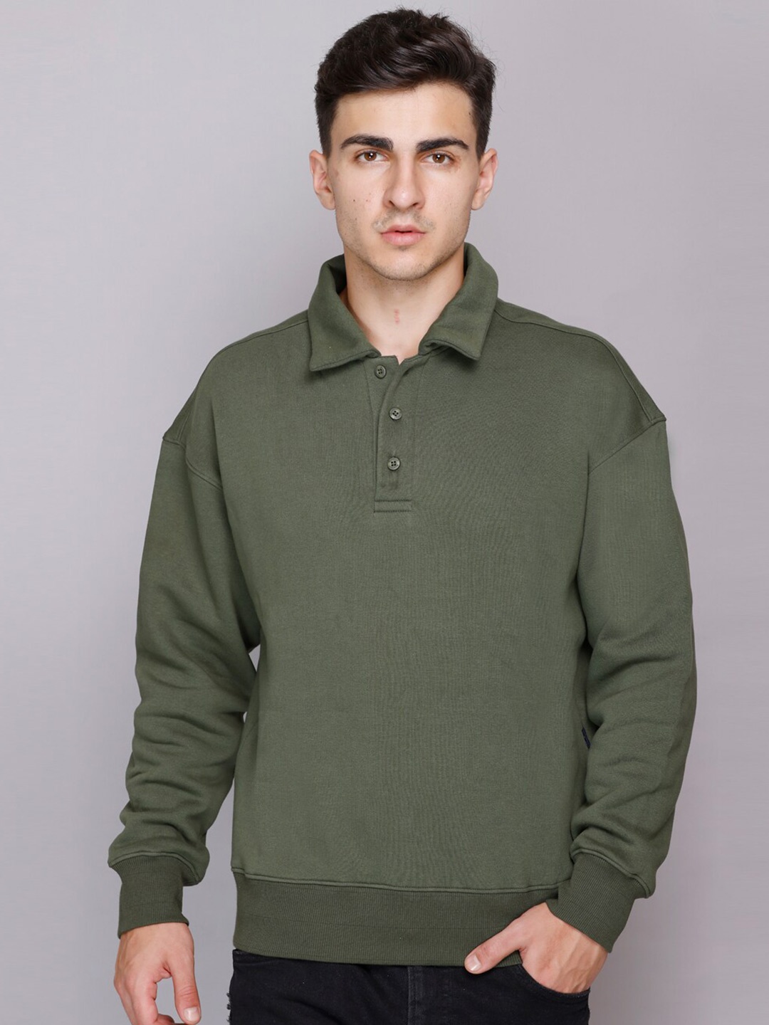 

The Roadster Lifestyle Co. Shirt Collar Pullover, Olive