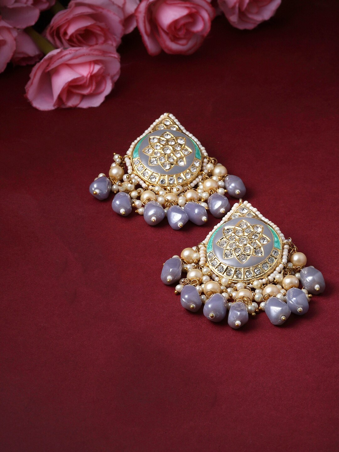 

DUGRISTYLE Gold-Plated Contemporary Studs Earrings, Grey