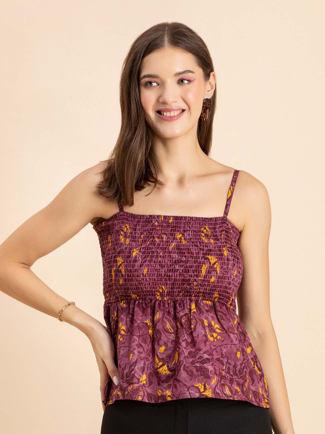 

Moomaya Brown Print Cotton Top