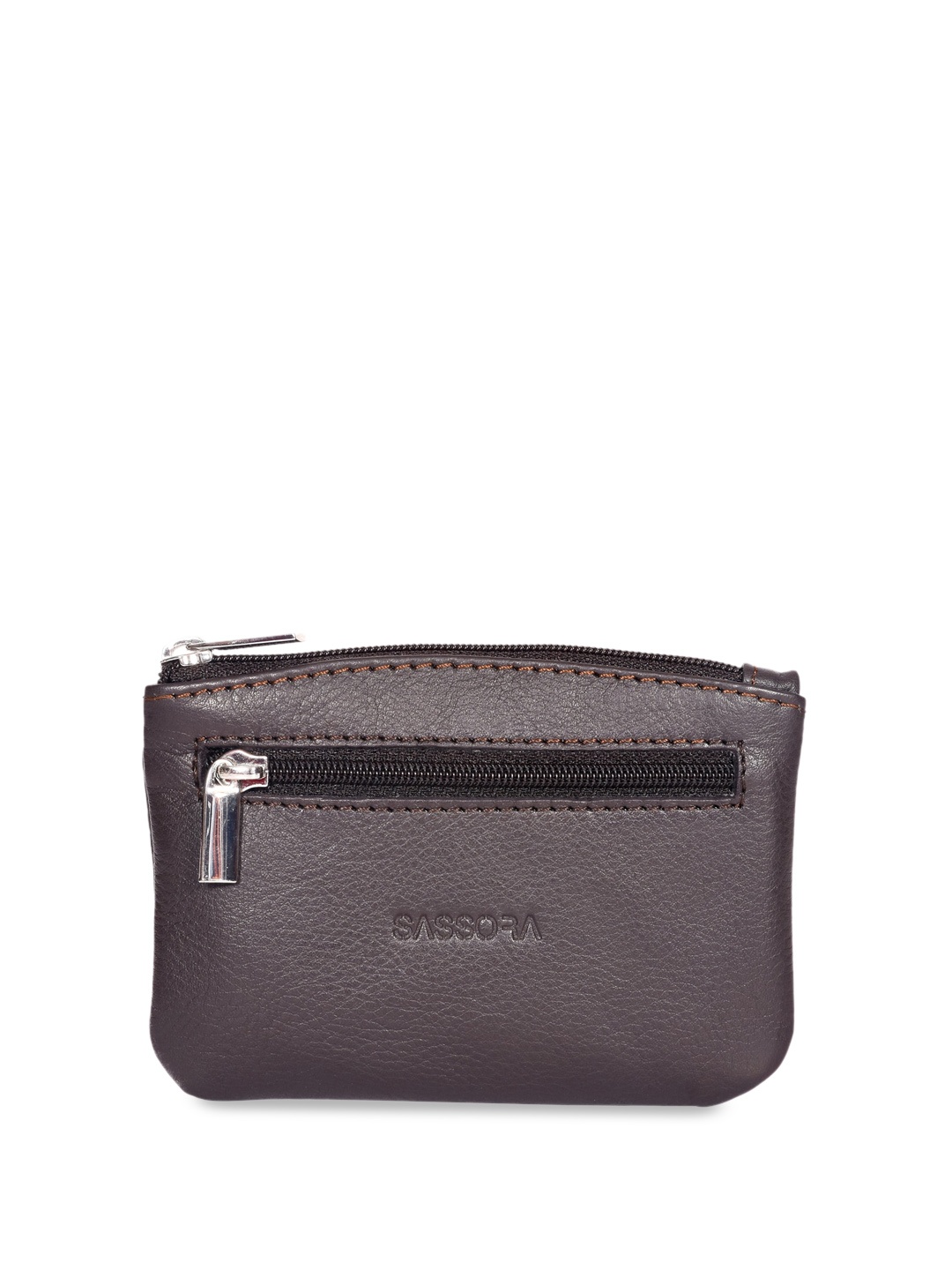 

Sassora Textured Genuine Leather Key Pouch, Coffee brown
