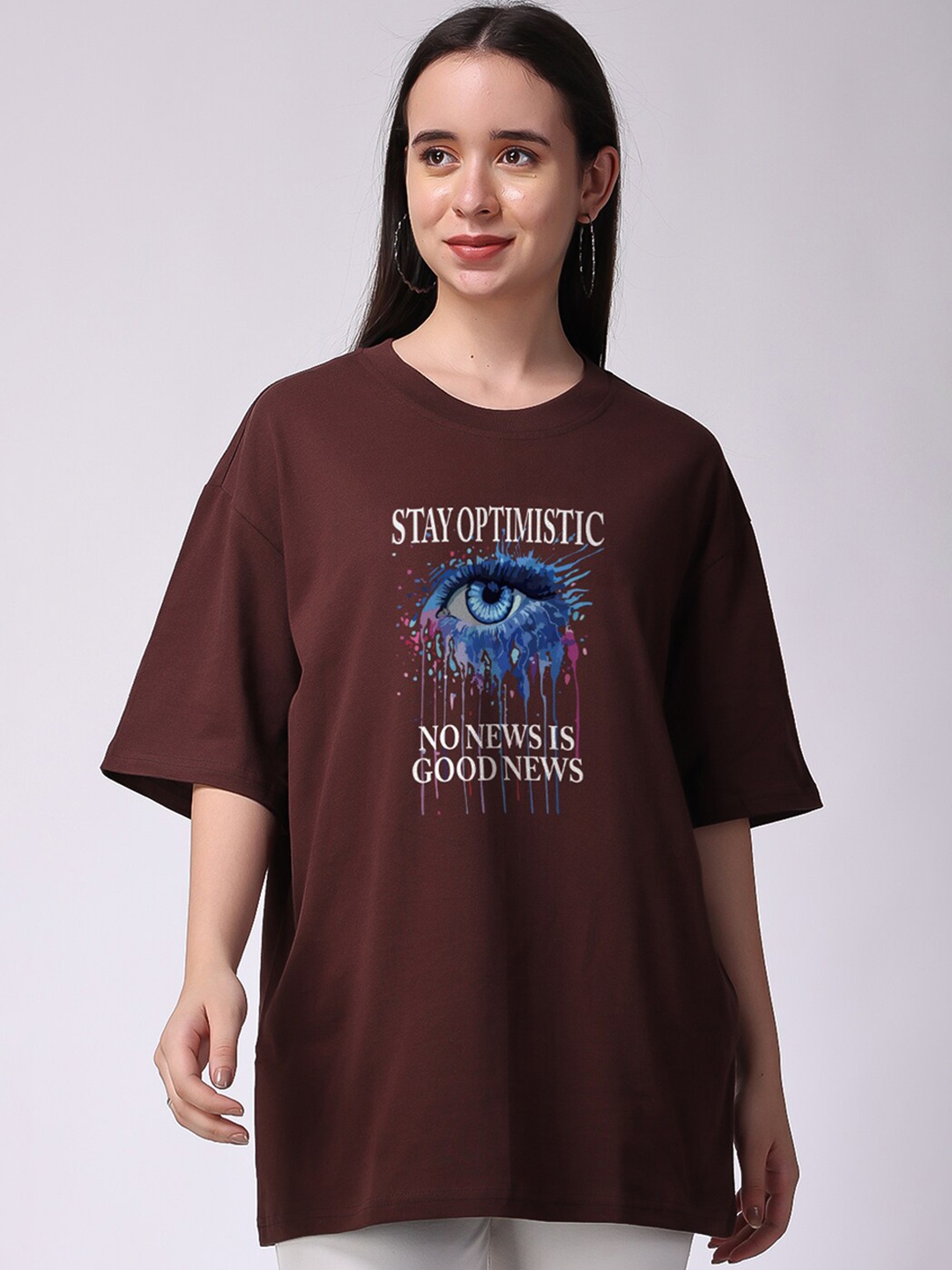 

The Label Bar Graphic Printed Oversized Cotton T-shirt, Brown