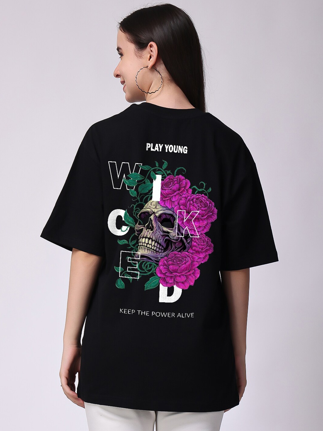 

The Label Bar Graphic Printed Drop-Shoulder Sleeves Oversized Cotton T-shirt, Black