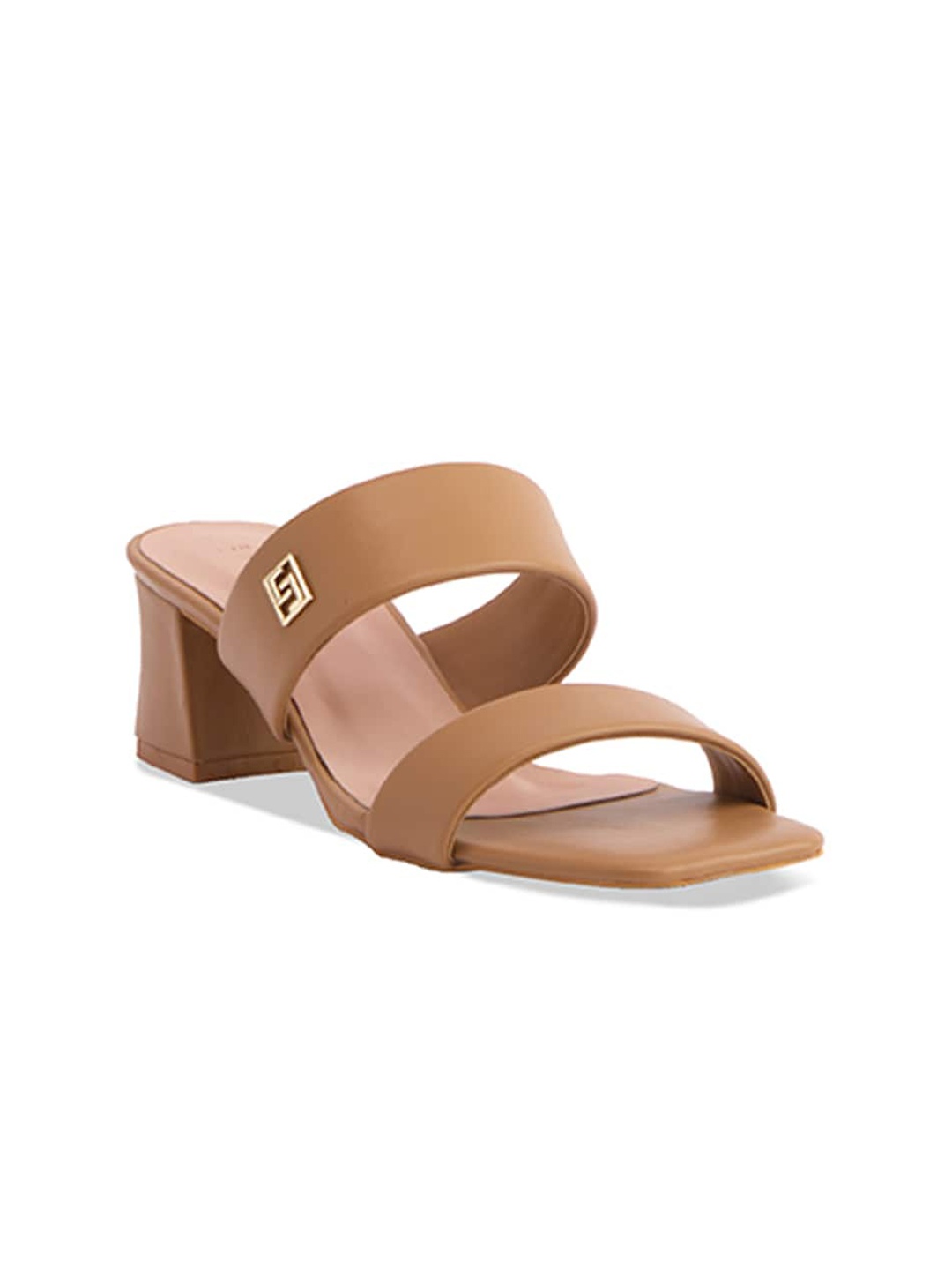 

ERIDANI Open Toe Block Heels, Beige