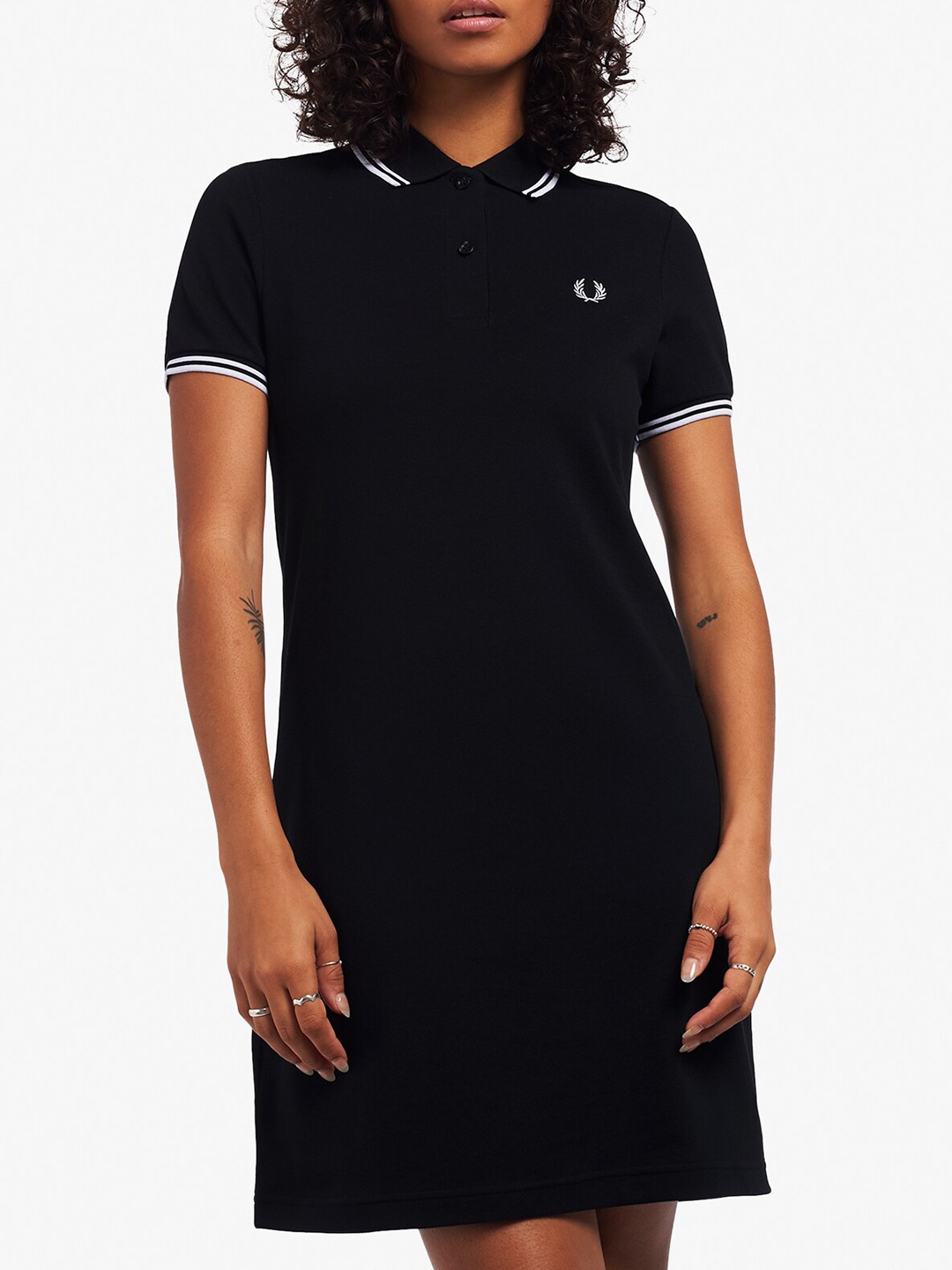 

Fred Perry Shirt Collar Pure Cotton T-shirt Dress, Black