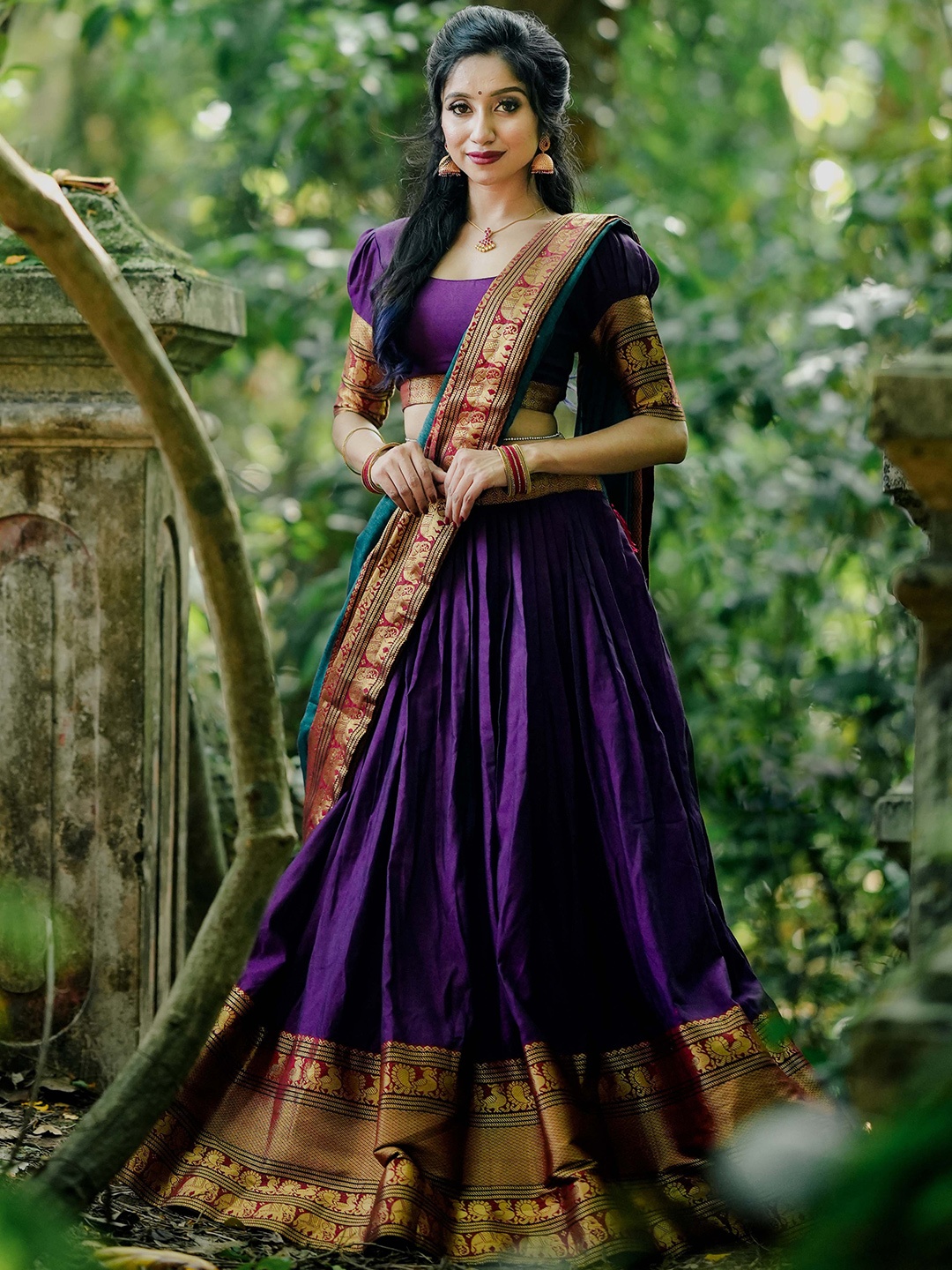

LOOKNBOOK ART Semi-Stitched Lehenga & Unstitched Blouse With Dupatta, Purple