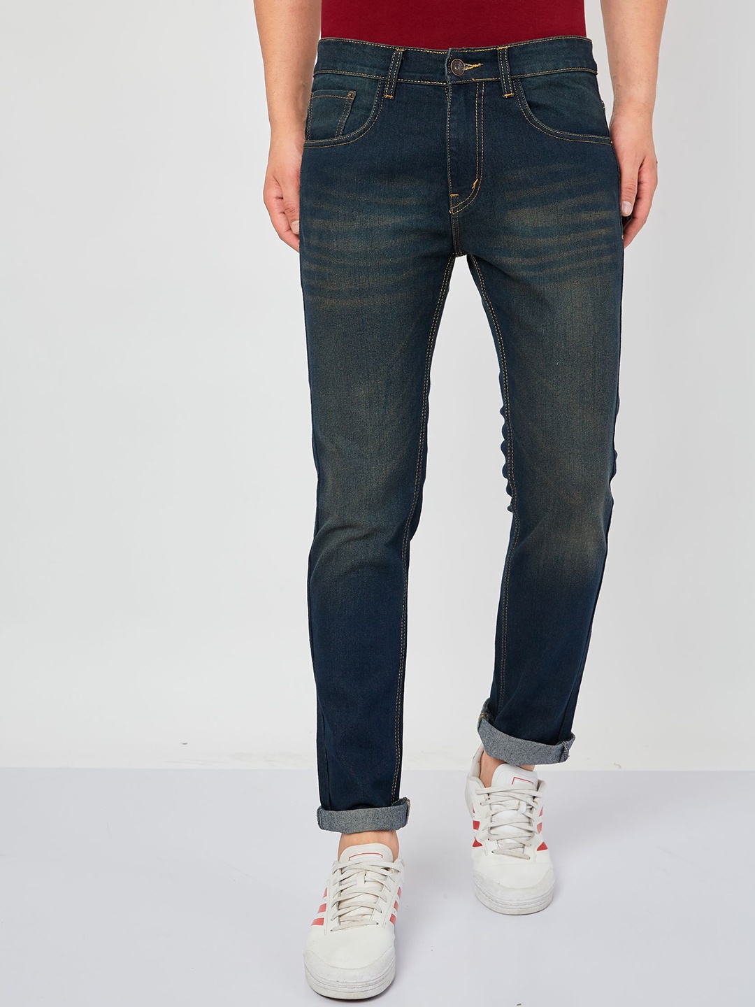 

Ben Martin Men Ben Slim Fit Clean Look Light Fade Stretchable Jeans, Brown