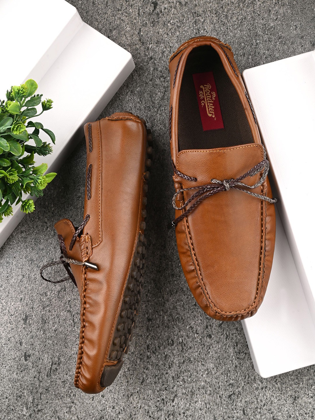 

The Roadster Lifestyle Co. Men Brown Lightweight Textured Slip-On Loafers