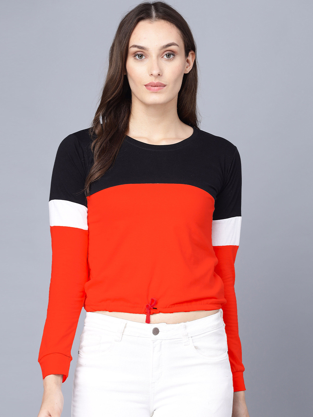 

VIVINKS Women Colourblocked Pure Cotton Cotton Regular T-shirt, Red