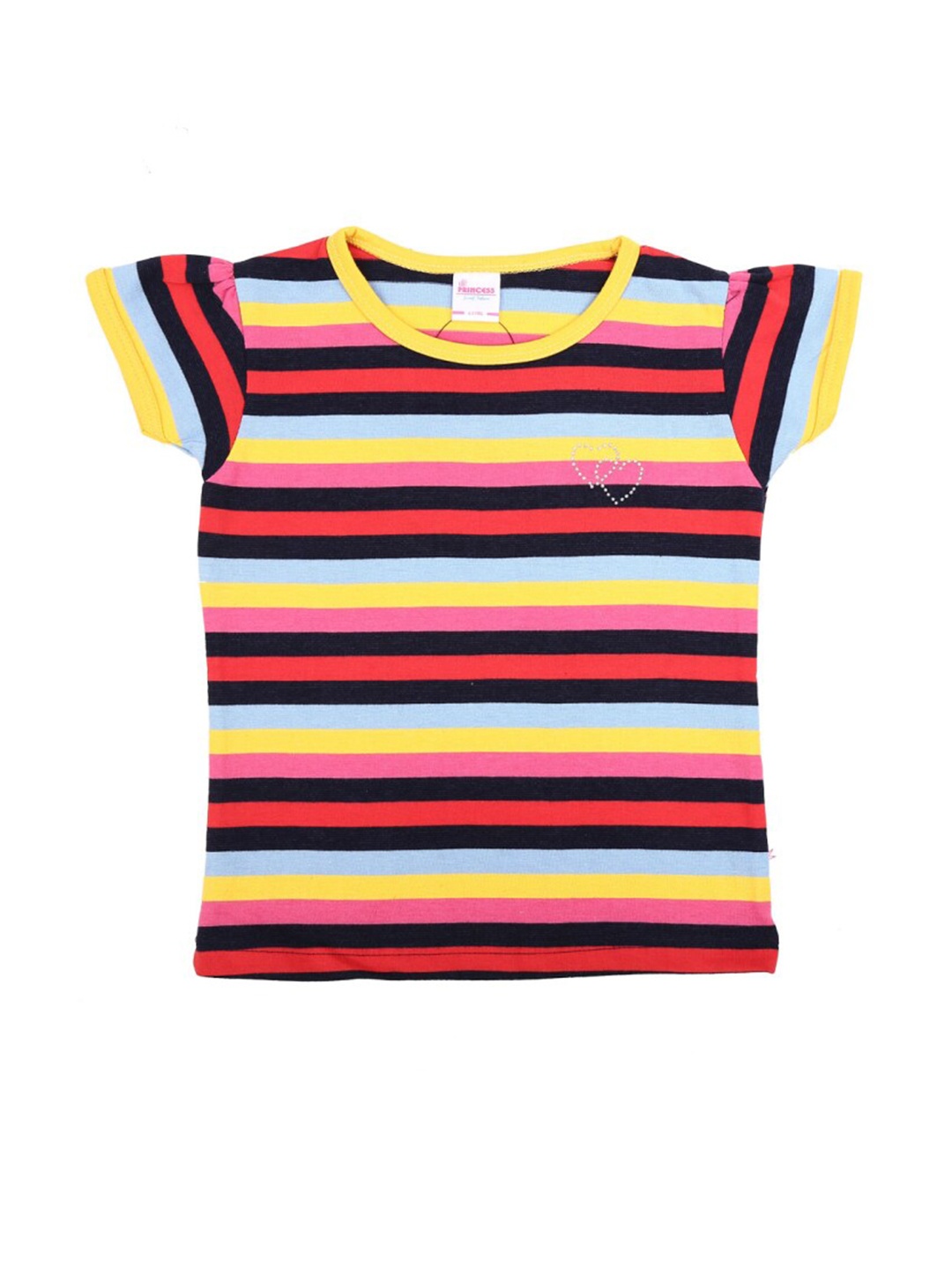 

V-Mart Girls Striped Cotton T-shirt, Yellow