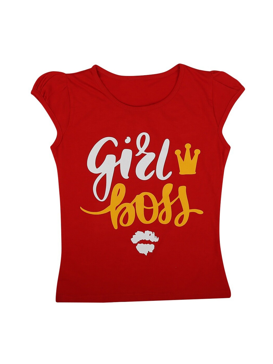 

V-Mart Girls Typography Printed Cotton T-Shirt, Red