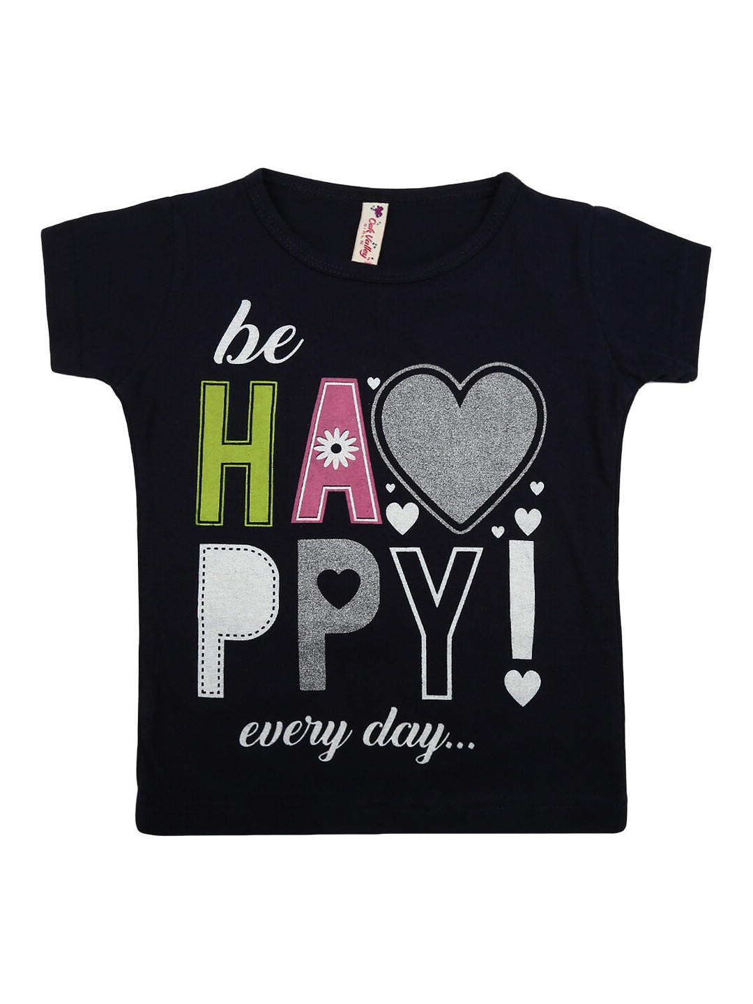 

V-Mart Girls Typography Printed Cotton T-shirt, Black