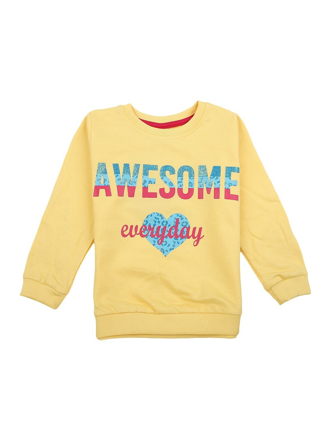 

V-Mart Girls Typography Printed Cotton Pullover Sweatshirt, Yellow