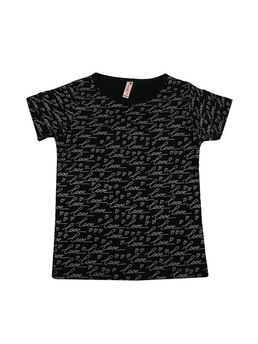 

V-Mart Girls Typography Printed Cotton T-shirt, Black