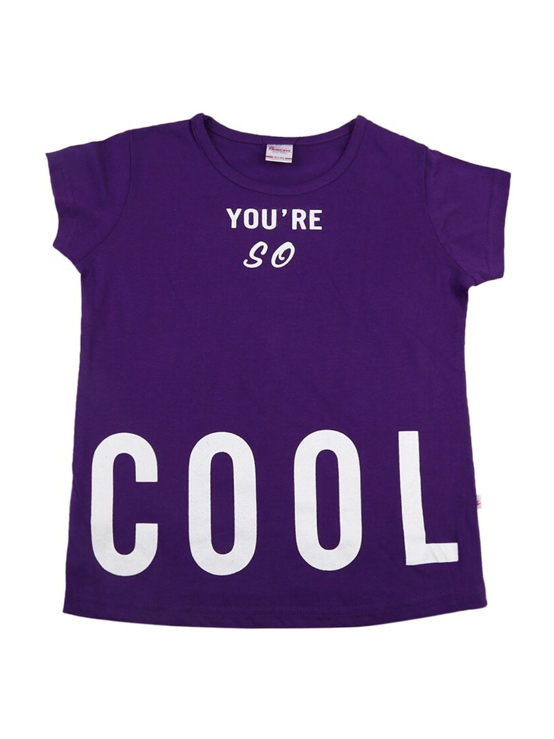 

V-Mart Girls Typography Printed Round Neck Cotton Regular T-shirt, Purple
