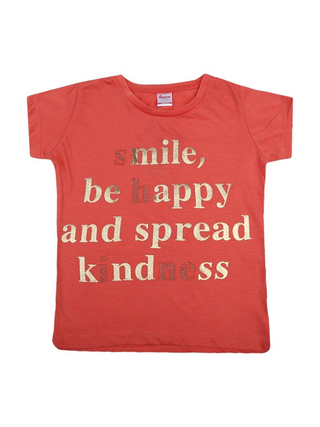 

V-Mart Girls Typography Printed Cap Sleeve Cotton Casual T-shirt, Orange