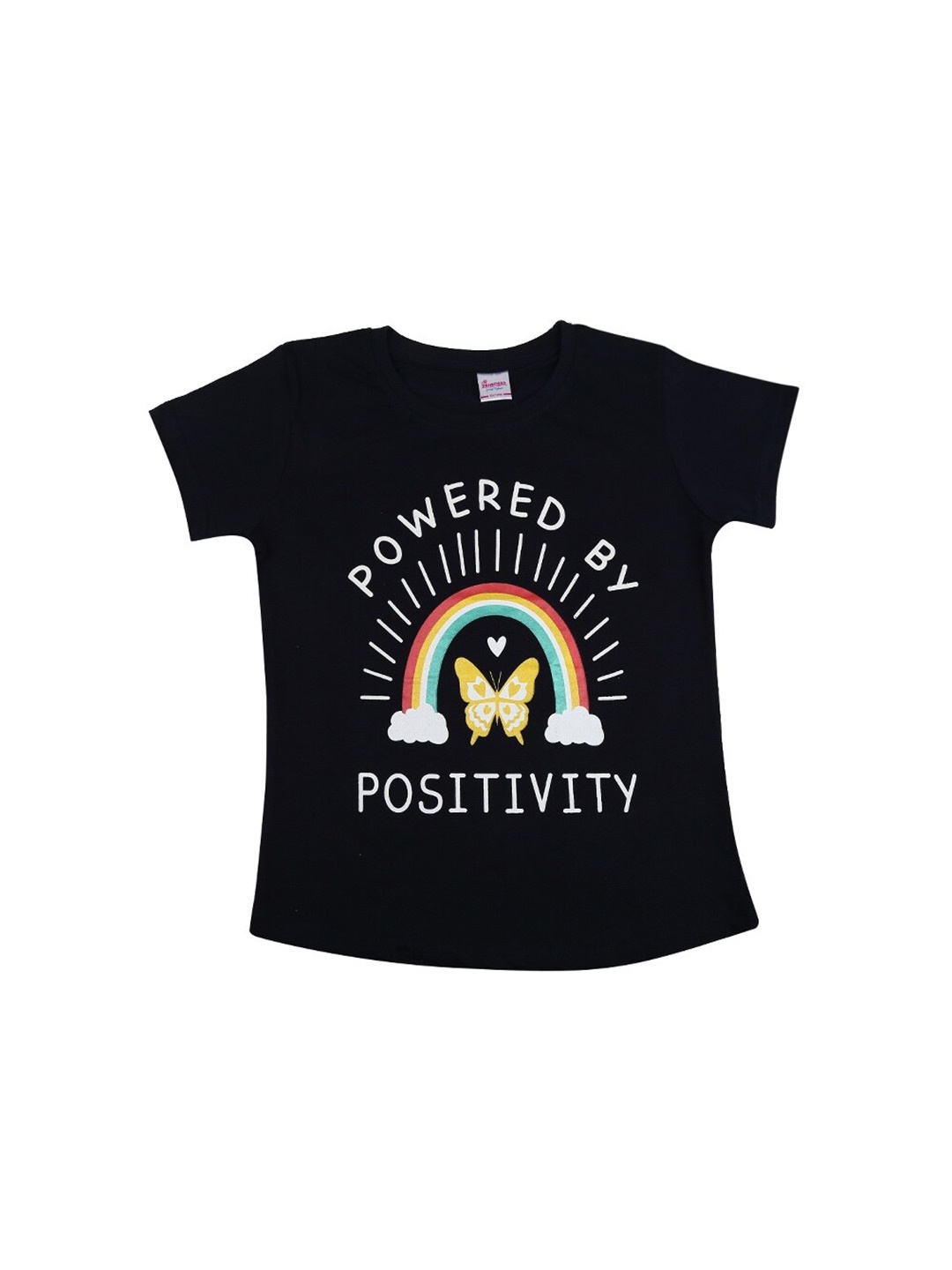 

V-Mart Girls Typography Printed Round Neck Cotton T-shirt, Black