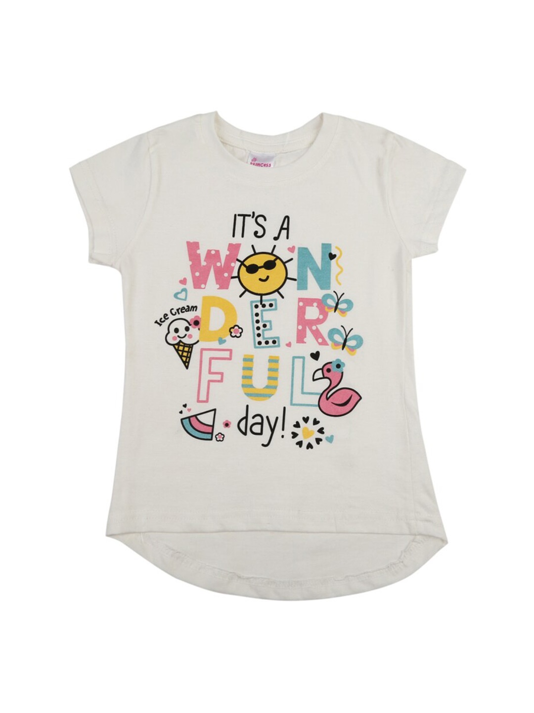 

V-Mart Girls Conversational Printed Cotton T-shirt, White