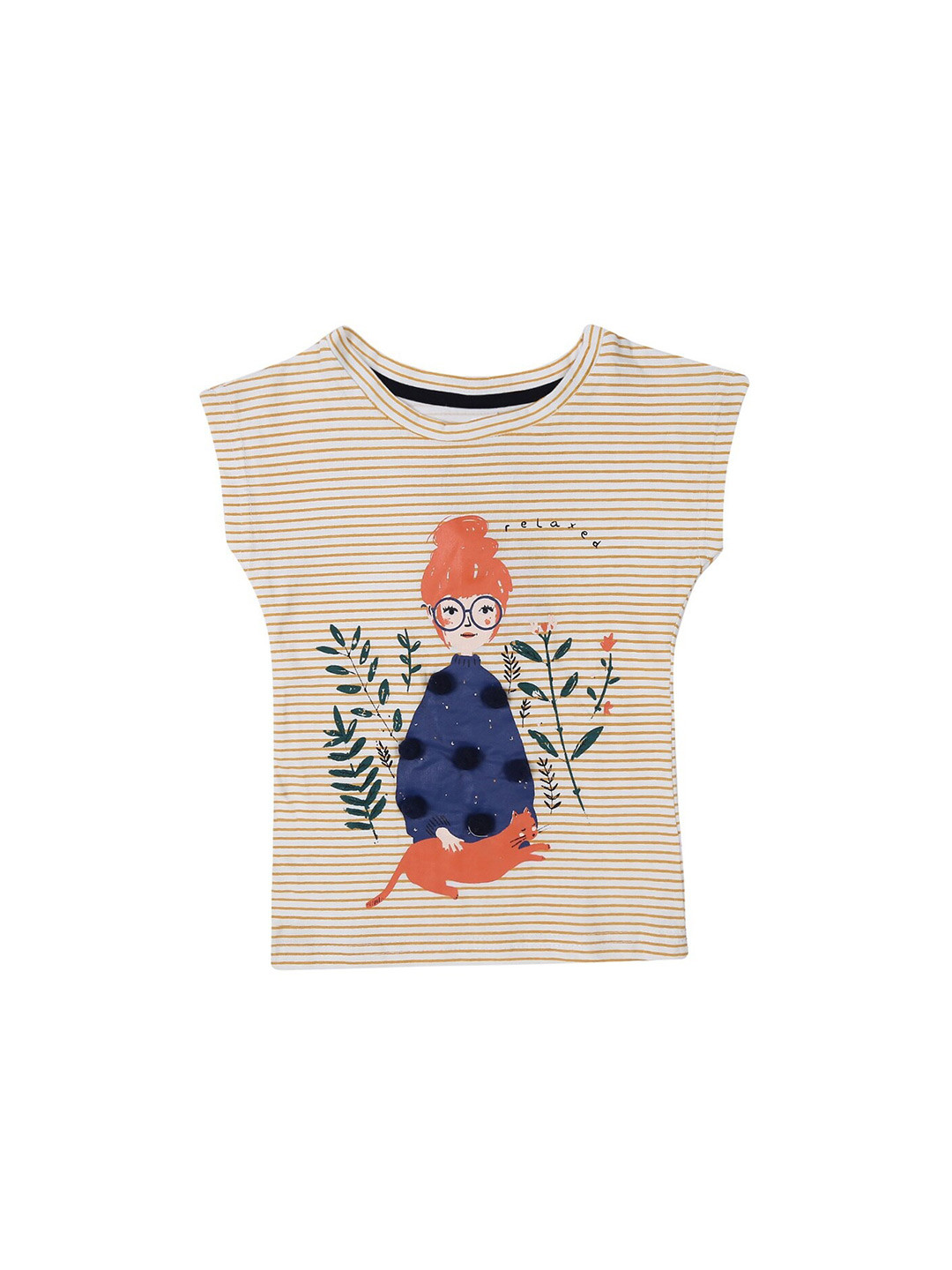 

V-Mart Girls Graphic Printed T-shirt, Off white