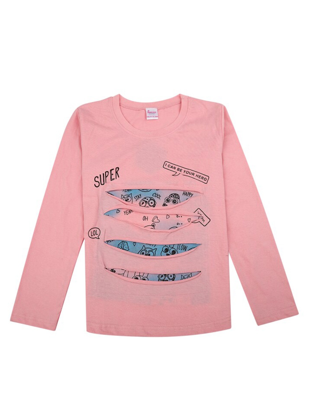 

V-Mart Girls Graphic Printed Cut Outs Cotton T-shirt, Pink