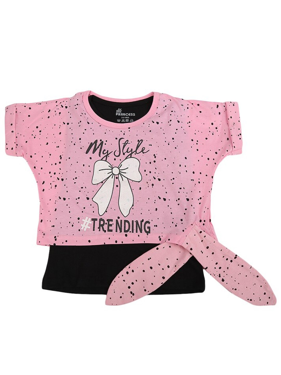 

V-Mart Girls Graphic Printed Extended Sleeves Cotton T-Shirt, Pink