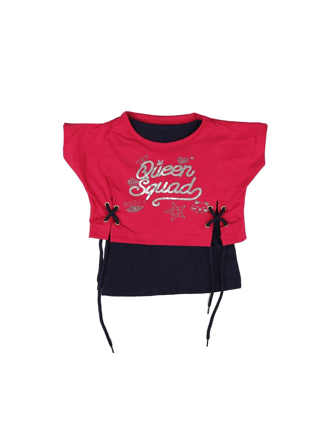 

V-Mart Girls Typography Printed Cotton T-shirt, Fuchsia