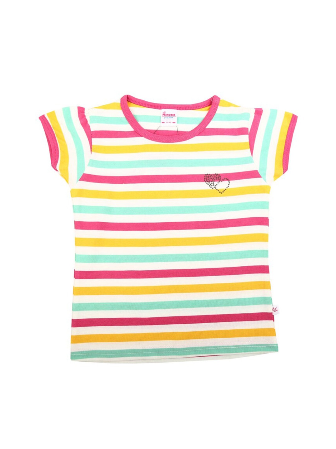 

V-Mart Girls Striped Cotton T-shirt, Yellow