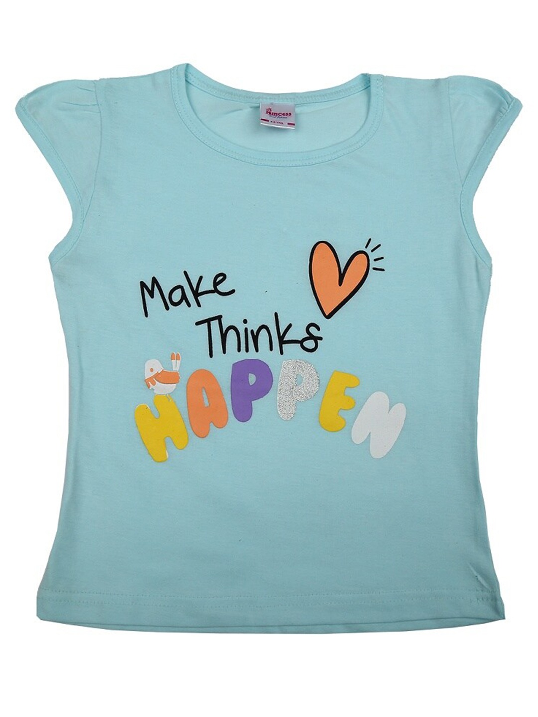 

V-Mart Girls Typography Printed Cotton T-Shirt, Blue