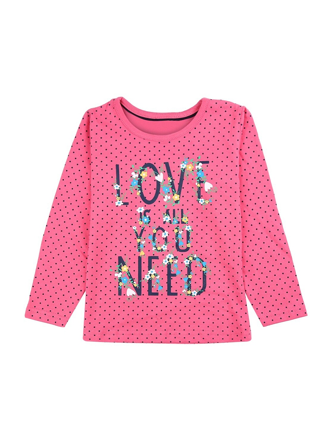 

V-Mart Girls Typography Printed Cotton T-shirt, Fuchsia