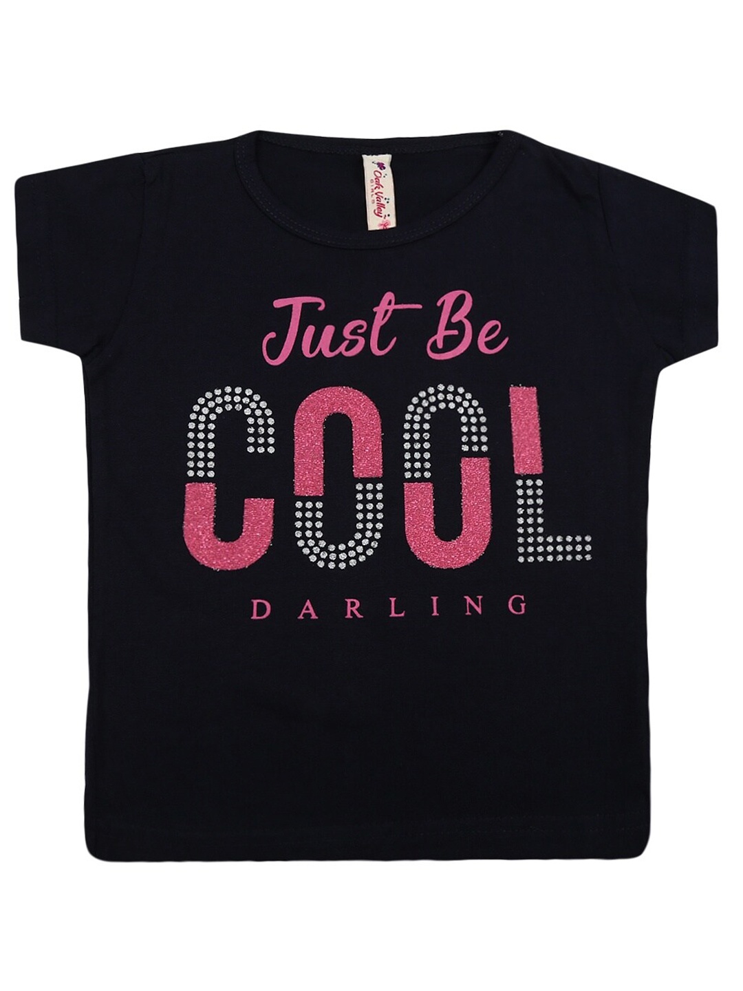 

V-Mart Girls Typography Printed Cotton T-shirt, Black
