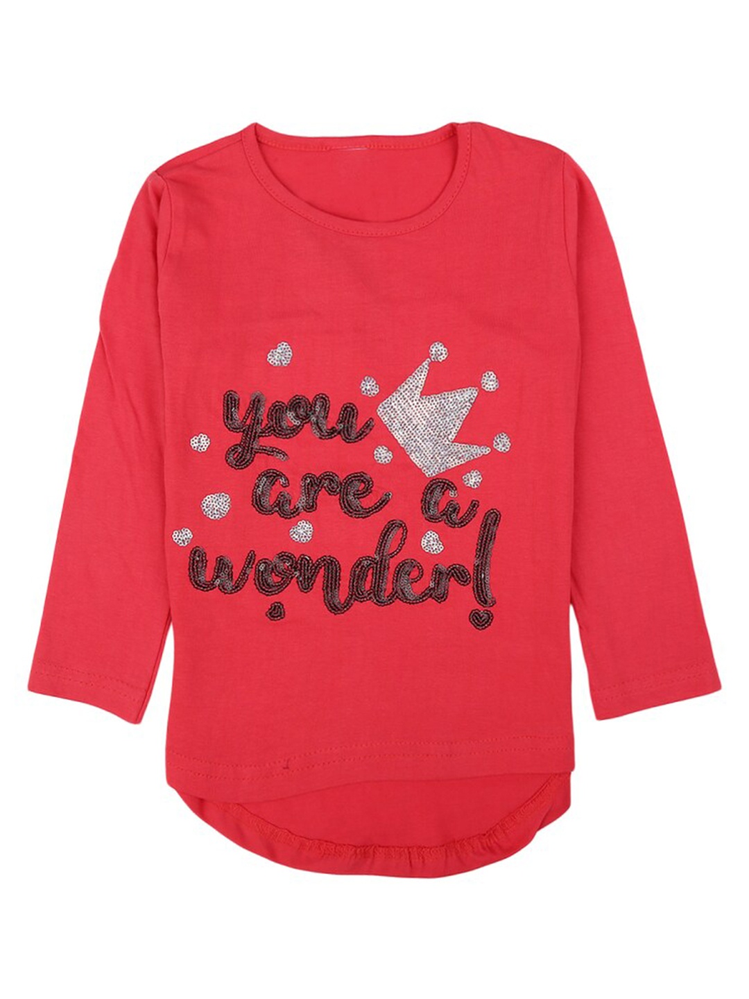 

V-Mart Girls Typography Printed Cotton T-Shirt, Coral