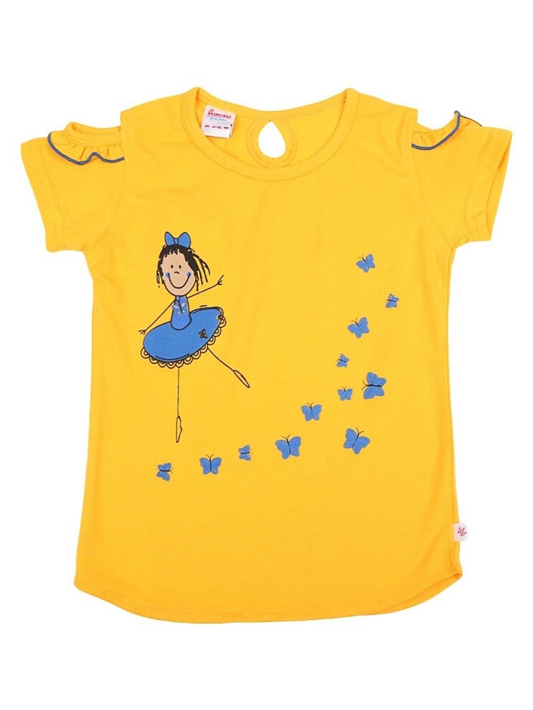 

V-Mart Girls Graphic Printed Round Neck Cotton T-shirt, Yellow