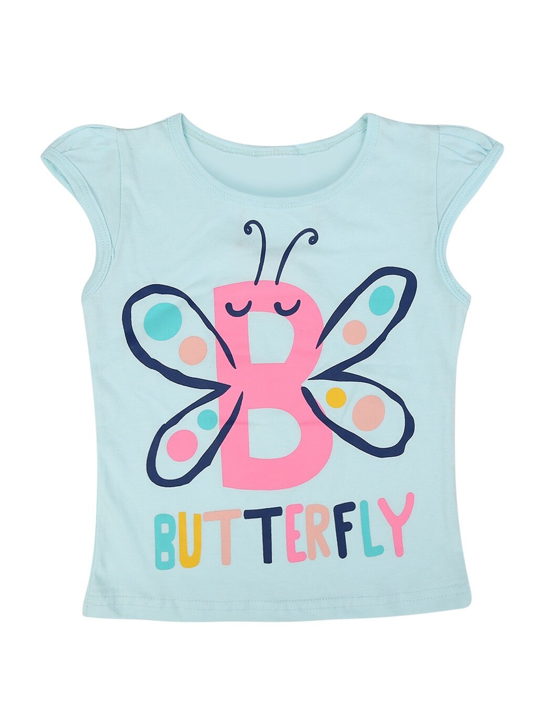 

V-Mart Girls Typography Printed Cotton T-shirt, Blue