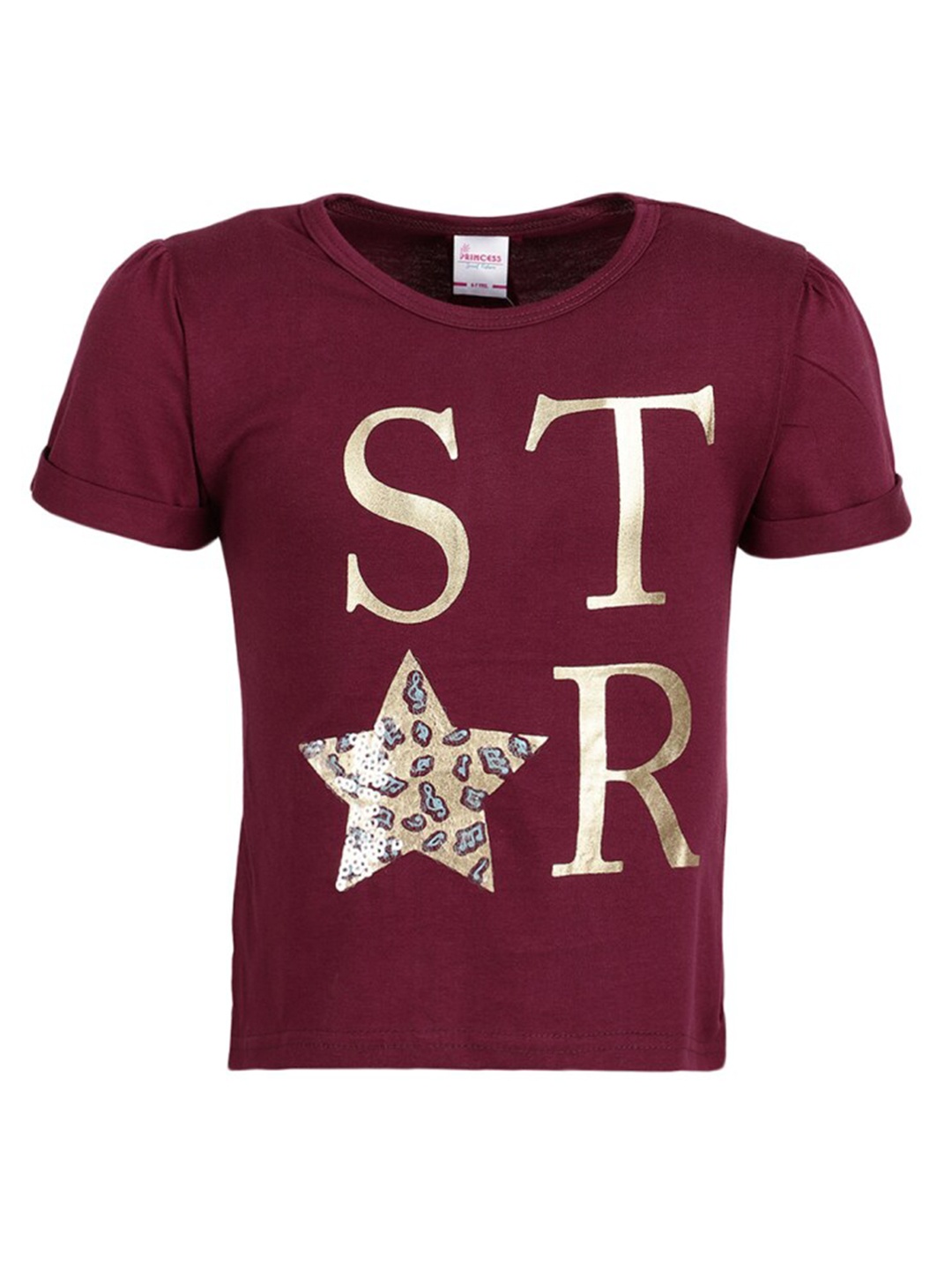 

V-Mart Girls Typography Printed Cotton T-shirt, Maroon
