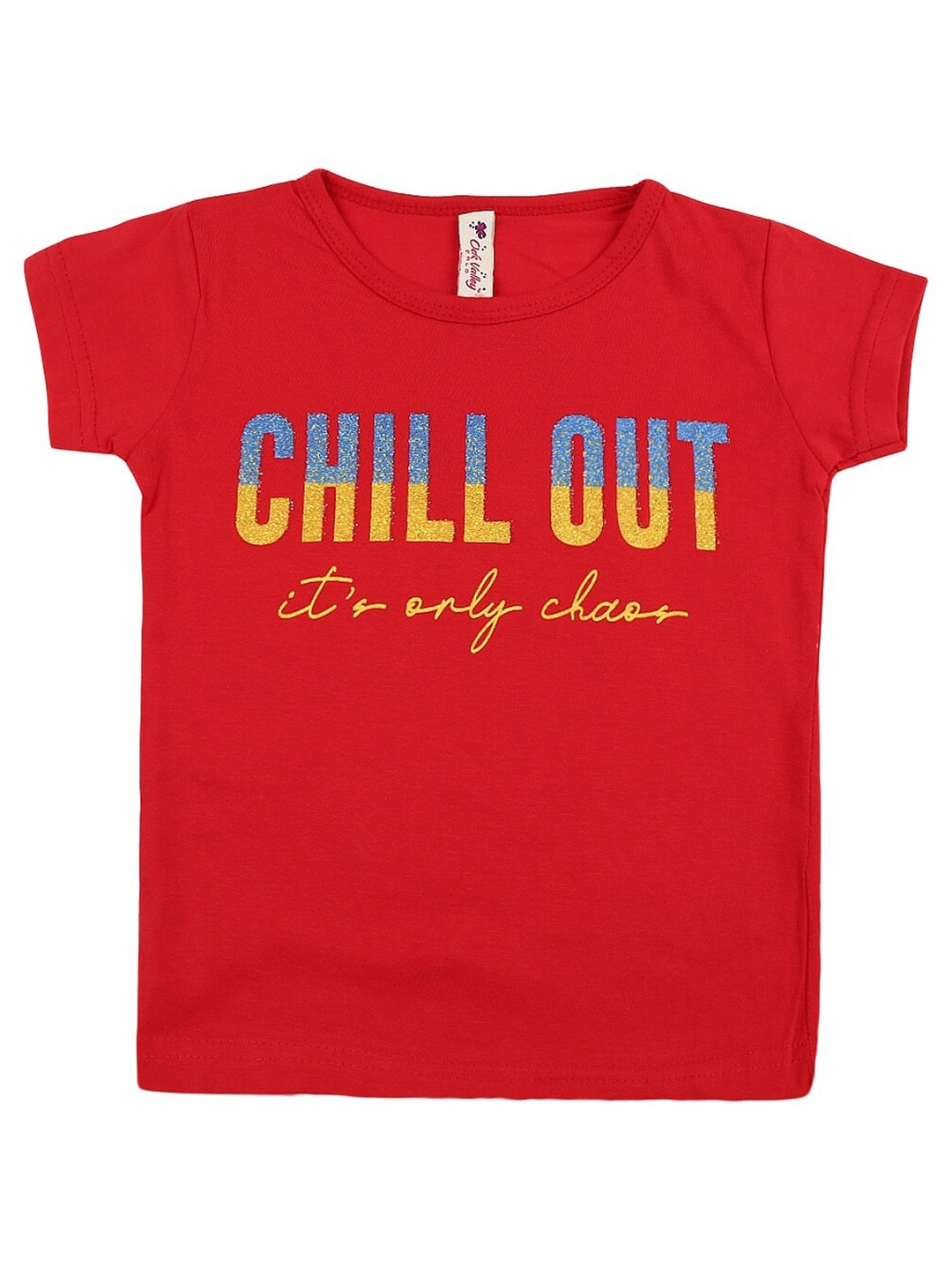 

V-Mart Girls Typography Printed Cotton T-shirt, Red