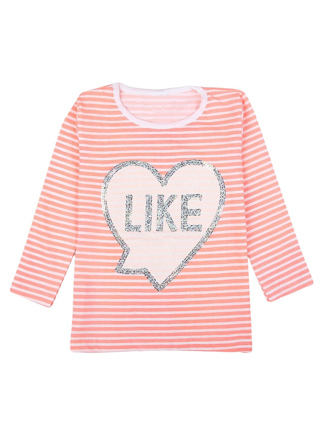 

V-Mart Girls Striped Embellished T-Shirt, White