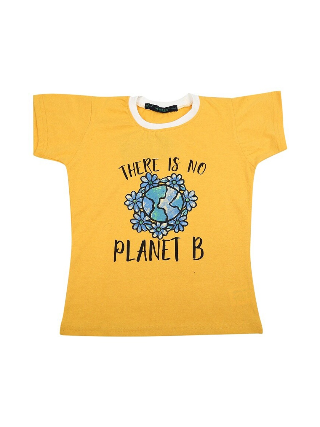 

V-Mart Girls Typography Printed Regular Fit Cotton T-Shirt, Yellow