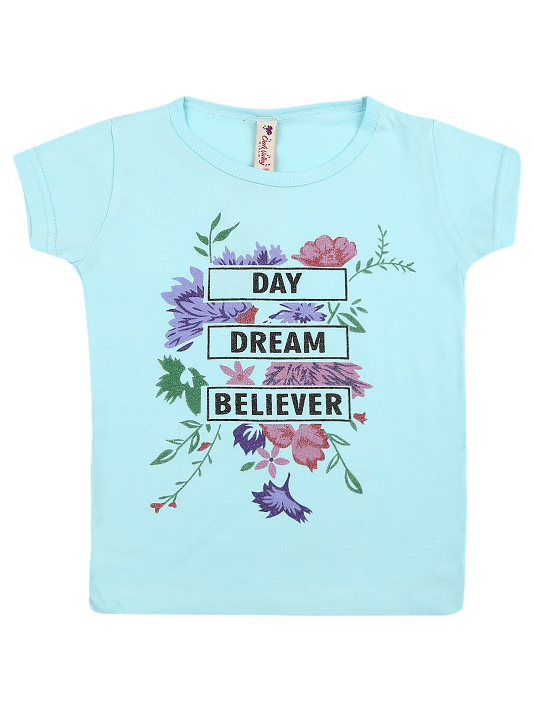 

V-Mart Girls Typography Printed Cotton T-Shirt, Blue