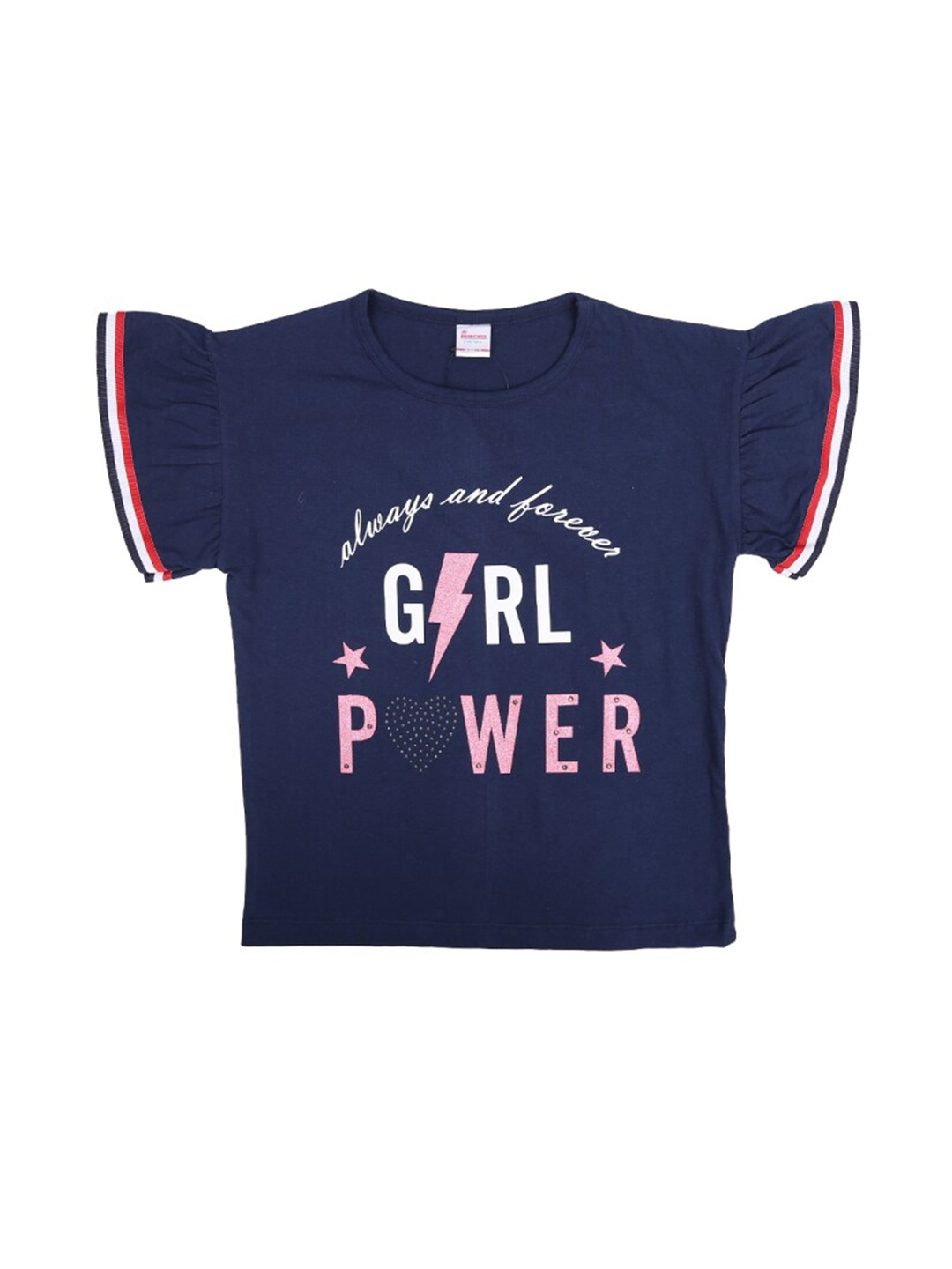 

V-Mart Girls Typography Printed Cotton T-shirt, Blue