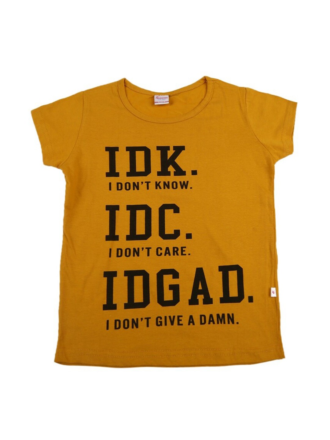 

V-Mart Girls Typography Printed Cap Sleeve Cotton Casual T-shirt, Mustard