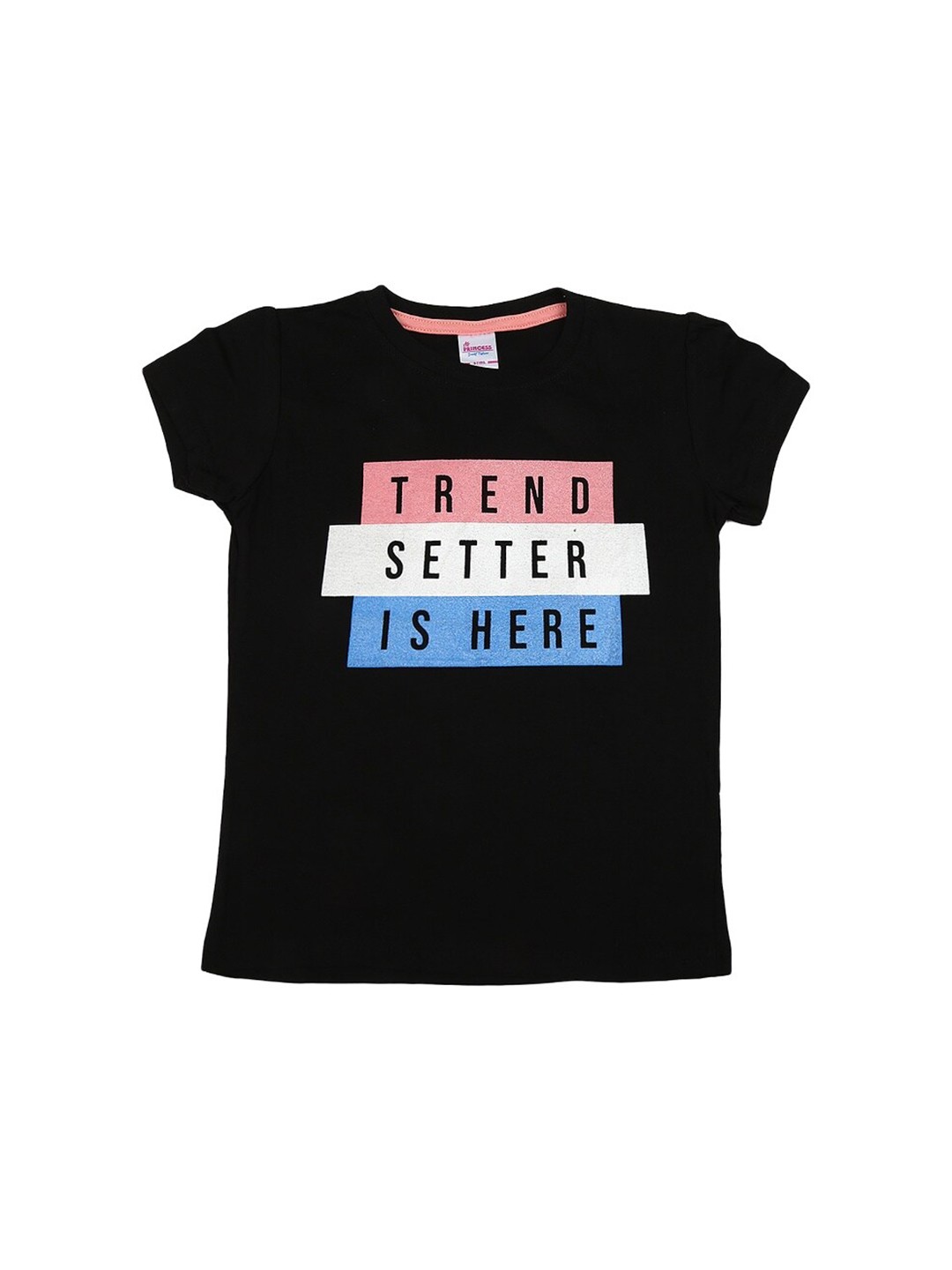 

V-Mart Girls Typography Printed Cotton Casual T-shirt, Black