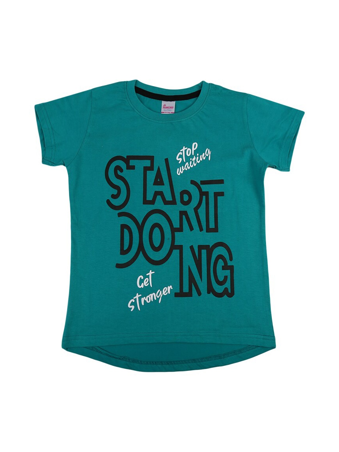 

V-Mart Girls Typography Printed Cotton T-shirt, Green