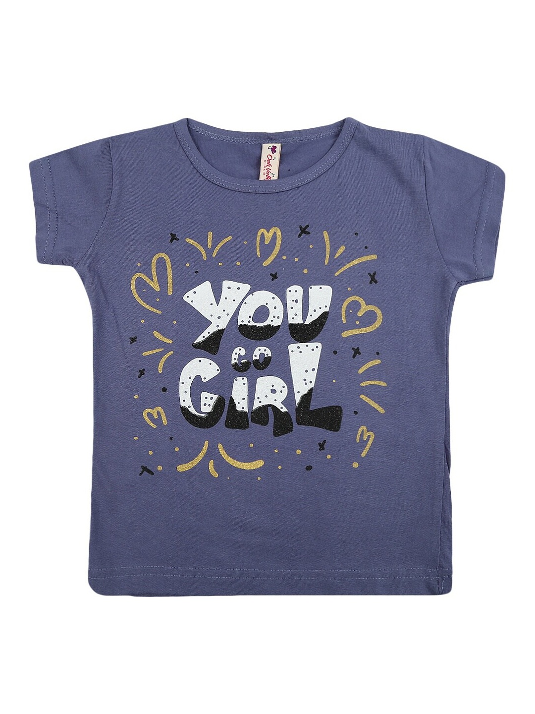 

V-Mart Girls Typography Printed Cotton T-Shirt, Grey