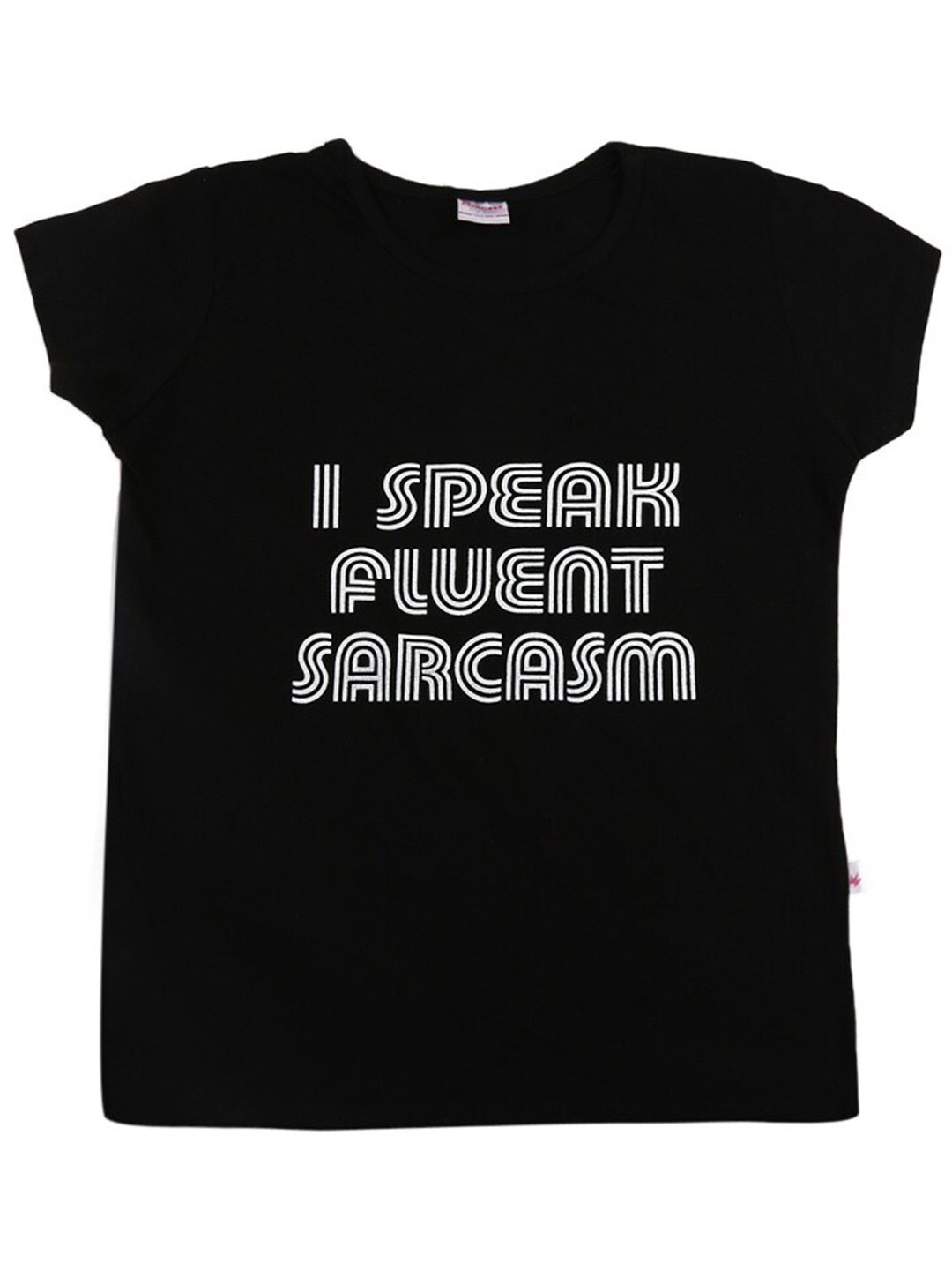 

V-Mart Girls Typography Printed Cotton T-Shirt, Black