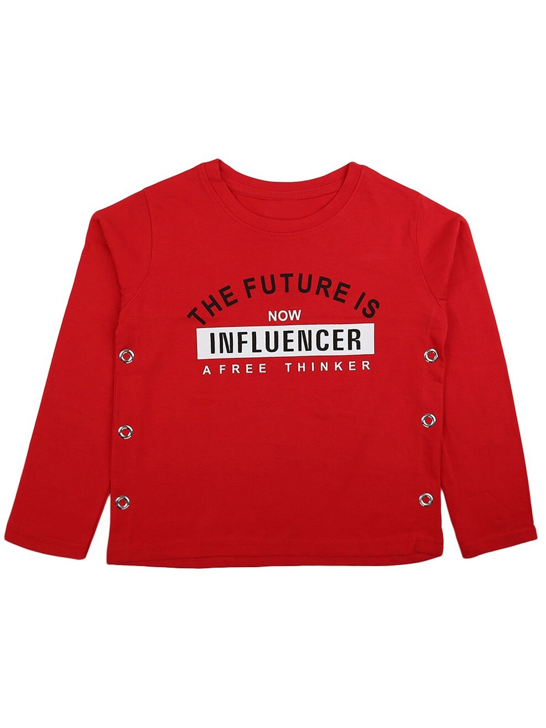 

V-Mart Girls Typography Printed Cotton T-shirt, Red