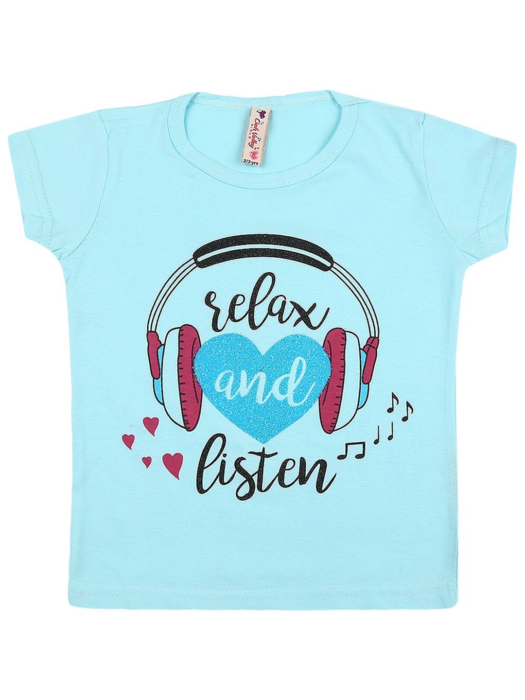 

V-Mart Girls Typography Printed Cotton T-Shirt, Blue